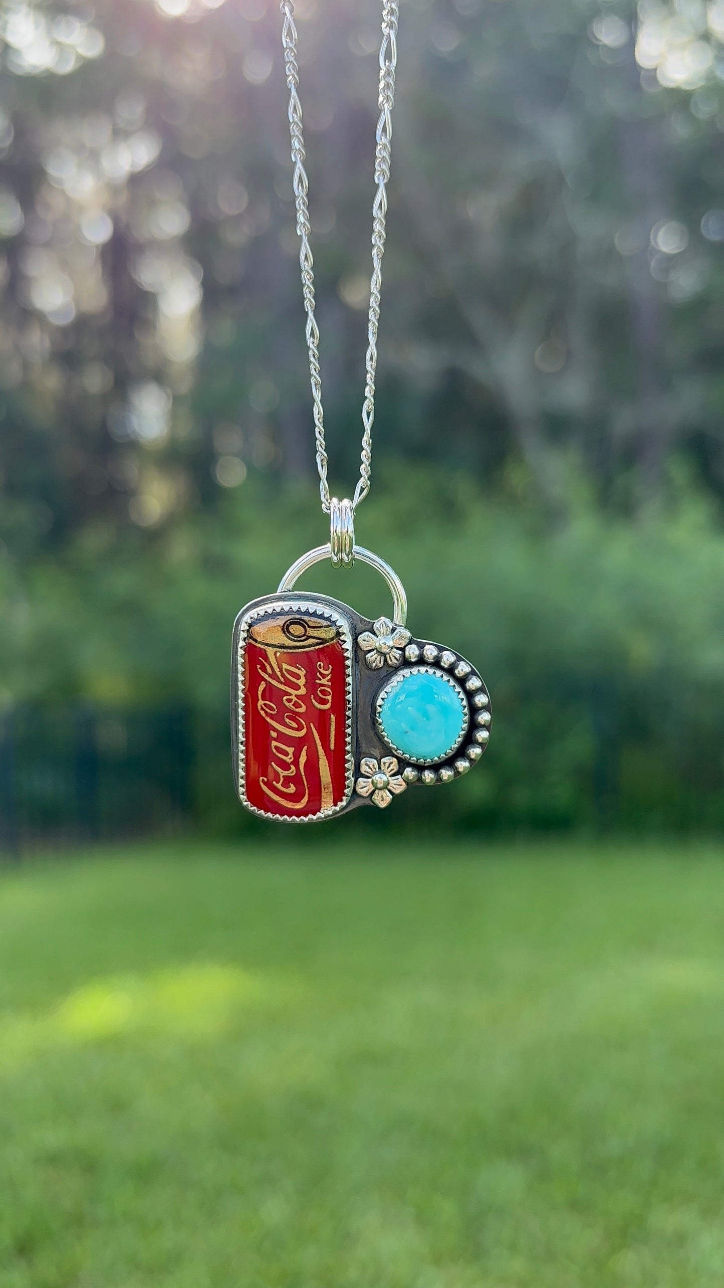 Coke Pin & Turquoise Necklace
