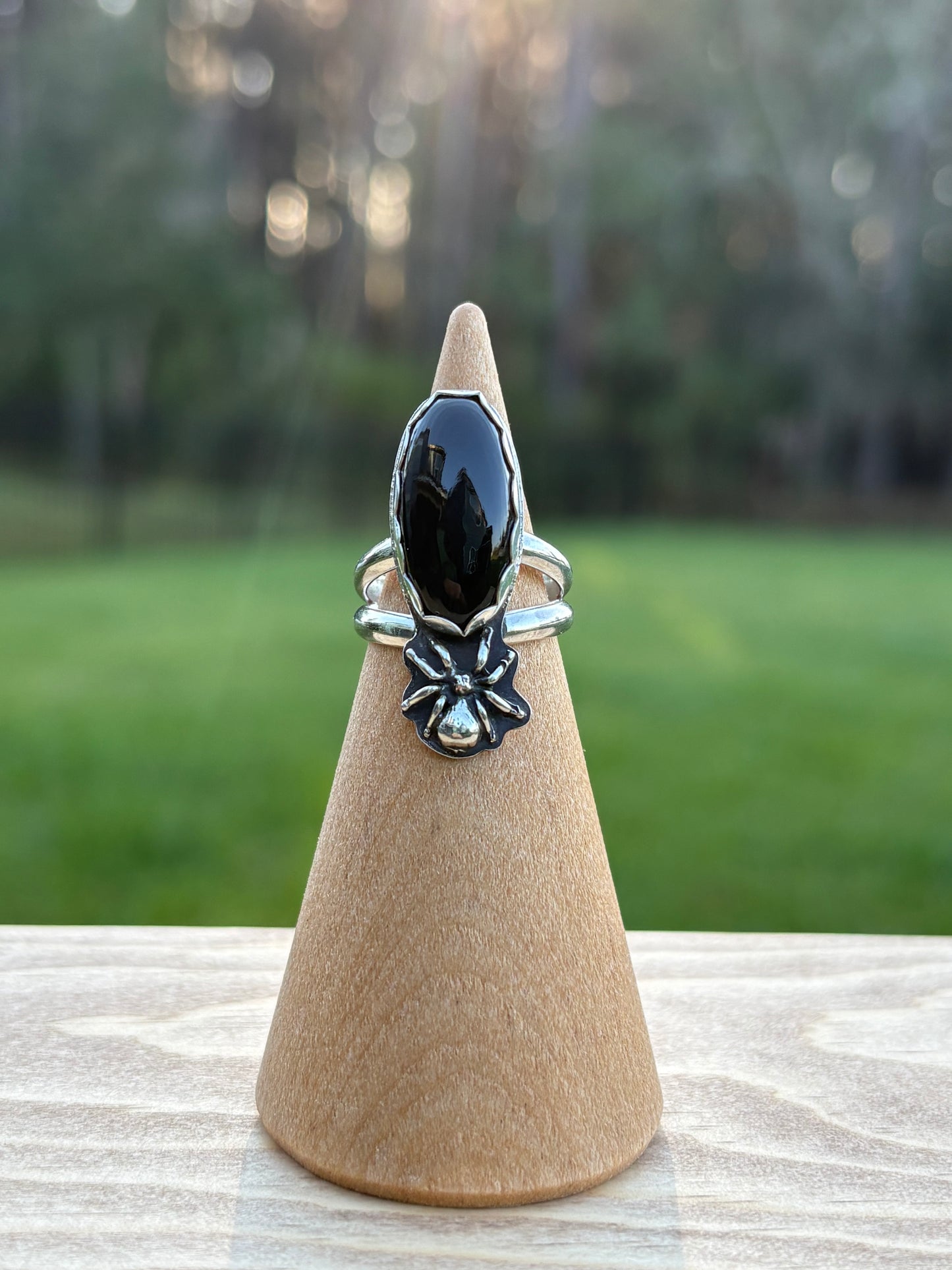 Black Onyx & Spider Ring