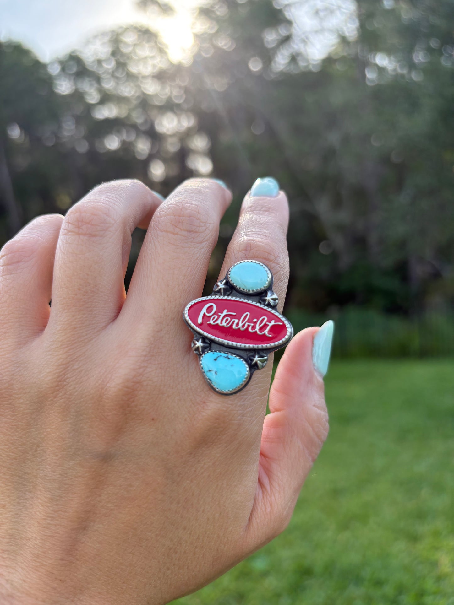 Peterbilt Red Pin & Turquoise Ring