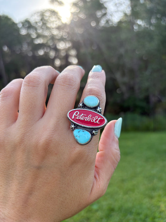 Peterbilt Red Pin & Turquoise Ring