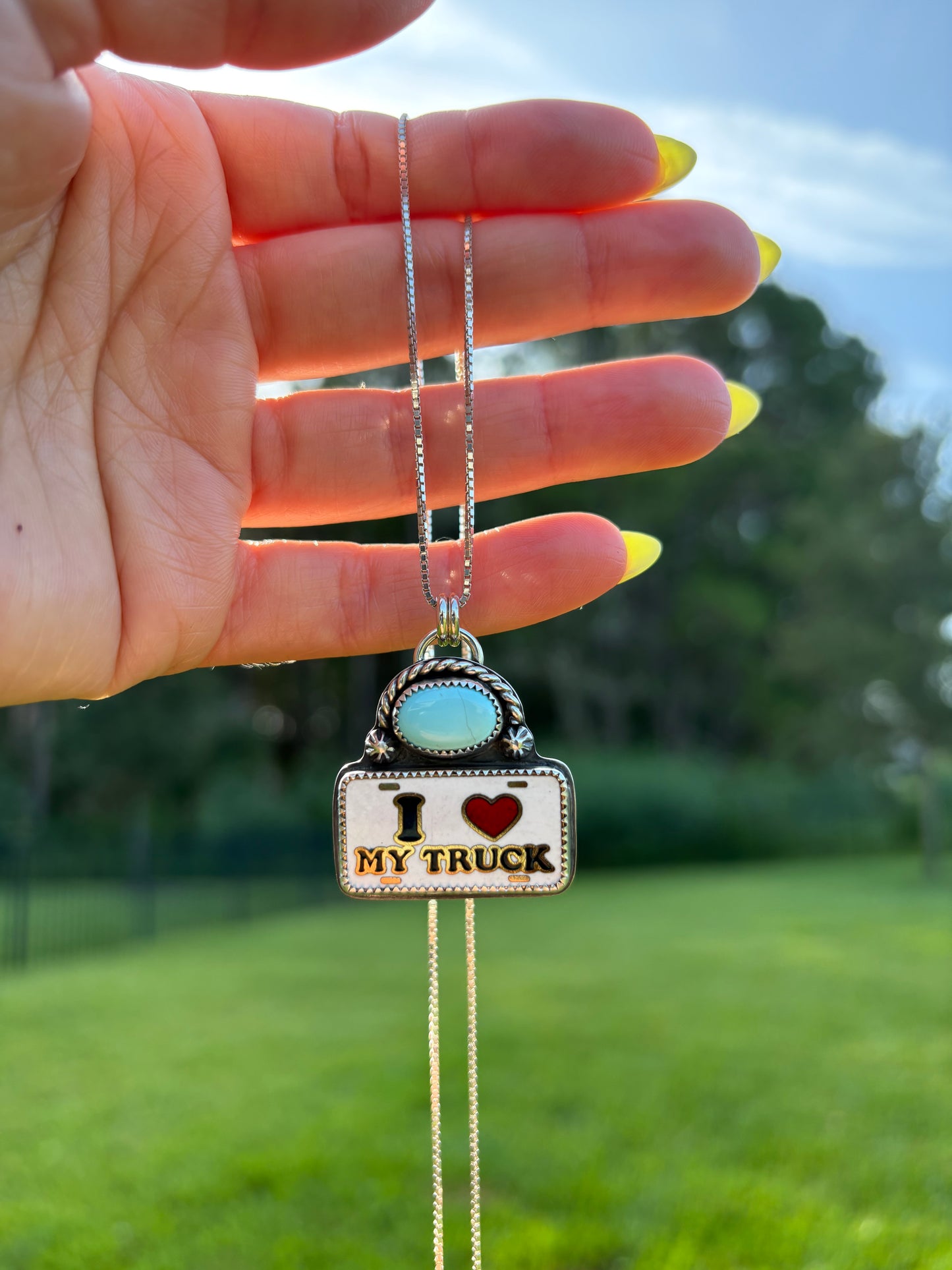 I ❤️ My Truck Pin & Turquoise Necklace