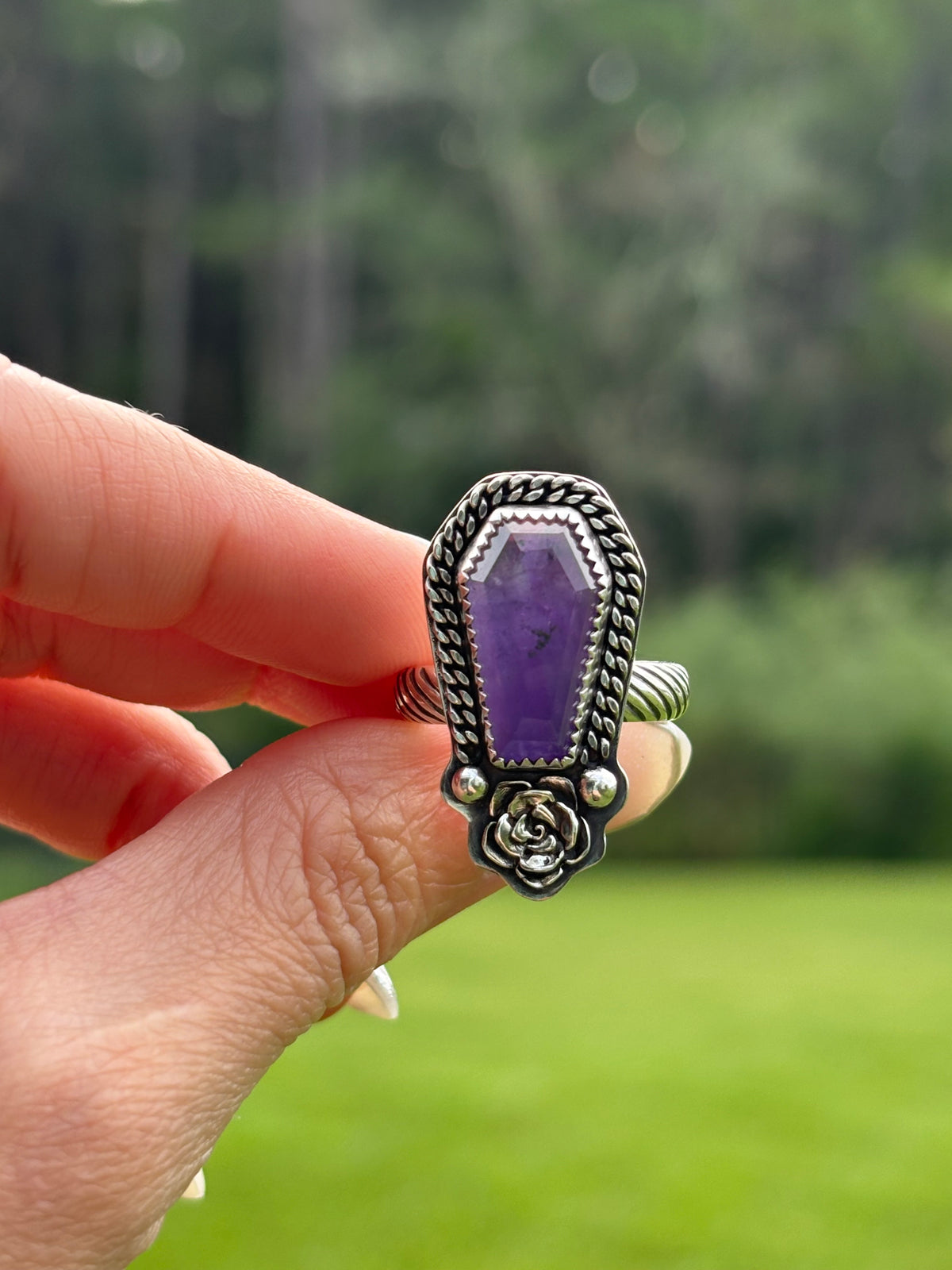 Amethyst Coffin Ring