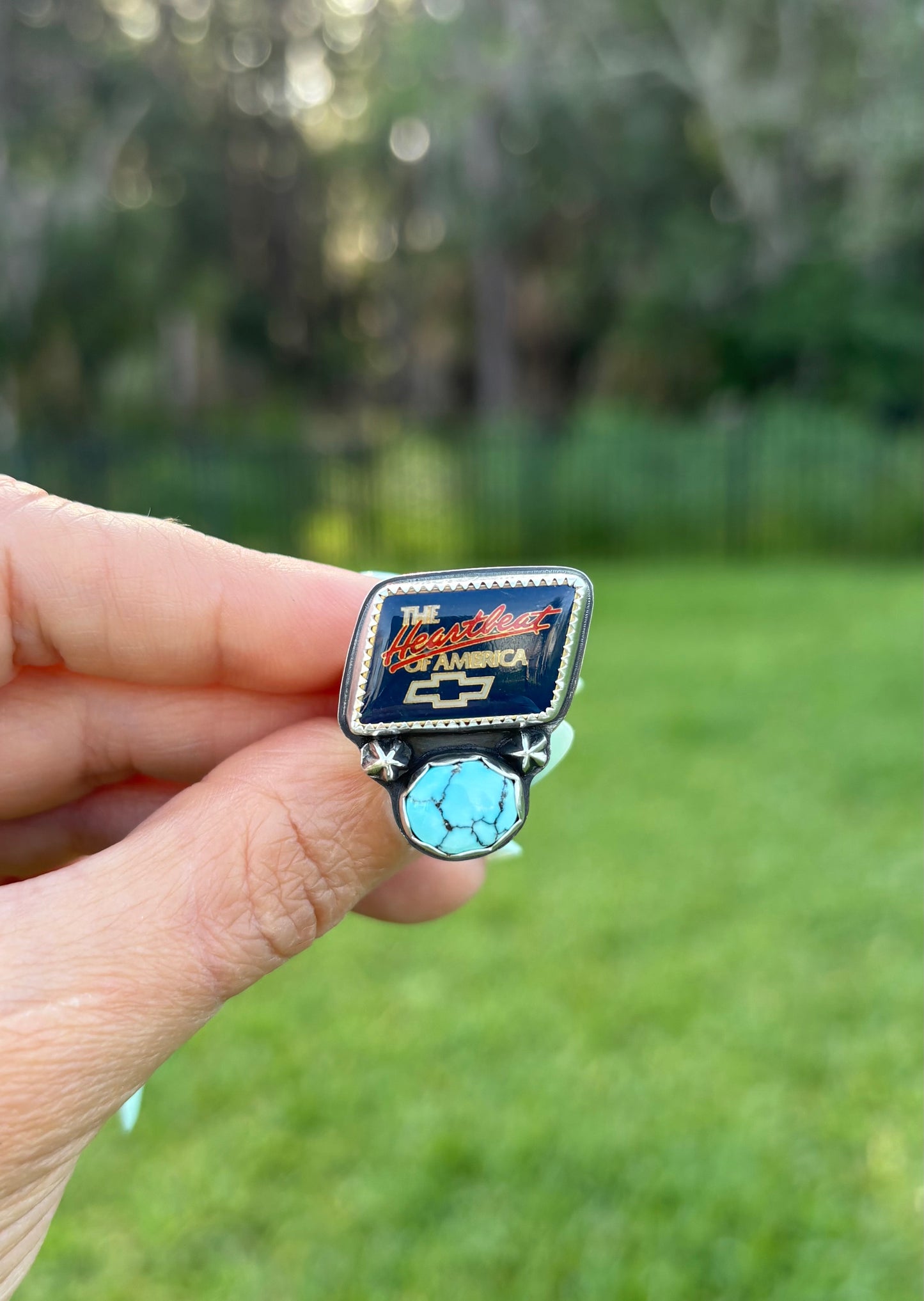 Chevy Pin & Turquoise Ring