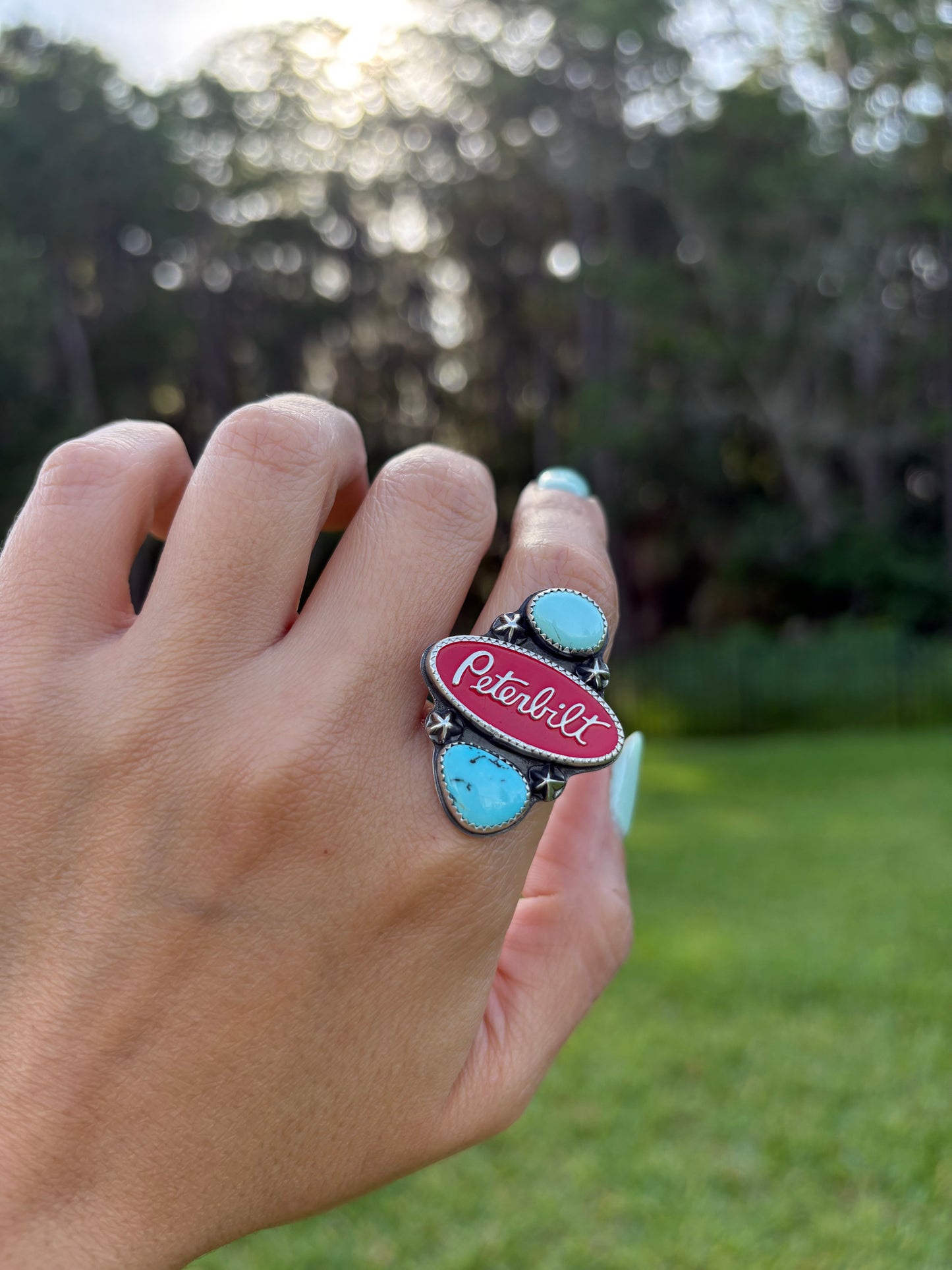 Peterbilt Red Pin & Turquoise Ring