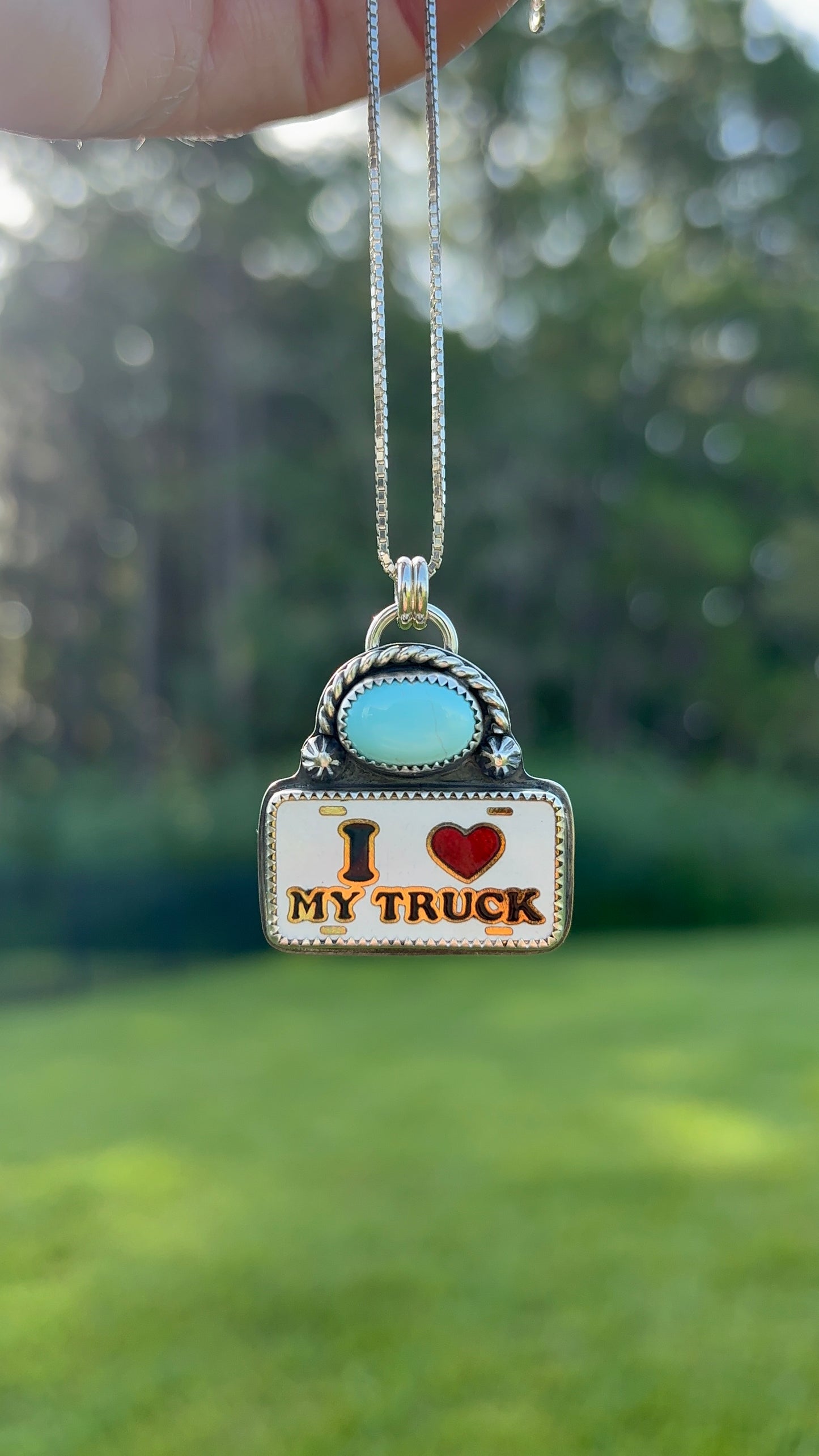 I ❤️ My Truck Pin & Turquoise Necklace