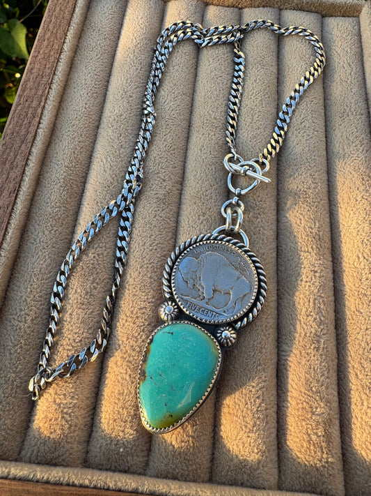 Buffalo Nickel & Turquoise Necklace