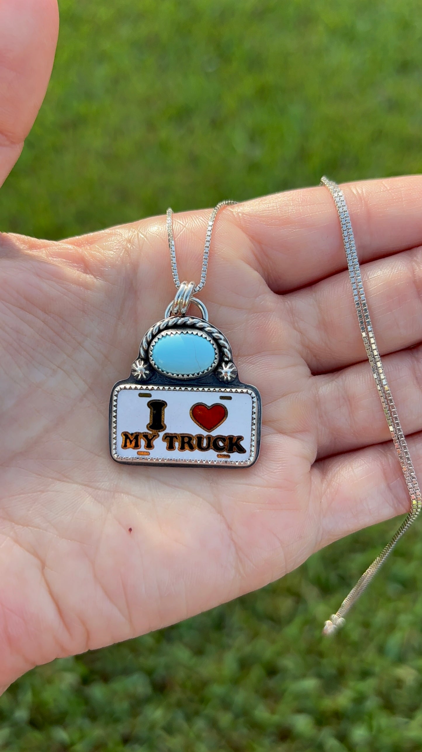 I ❤️ My Truck Pin & Turquoise Necklace