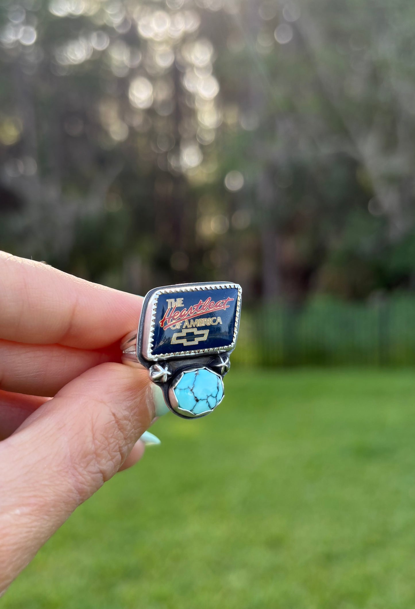 Chevy Pin & Turquoise Ring