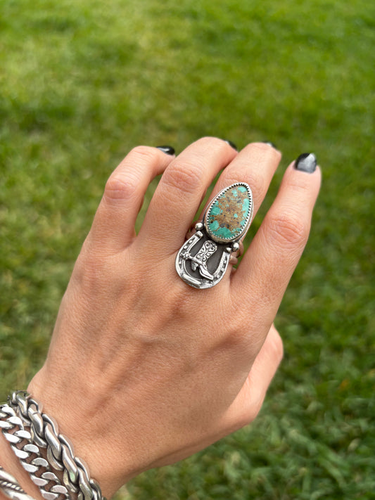 Turquoise Horseshoe Boot Ring