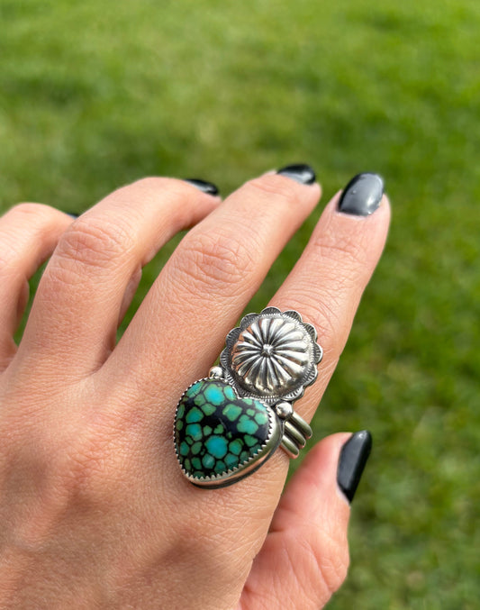 Turquoise Heart Concho Ring