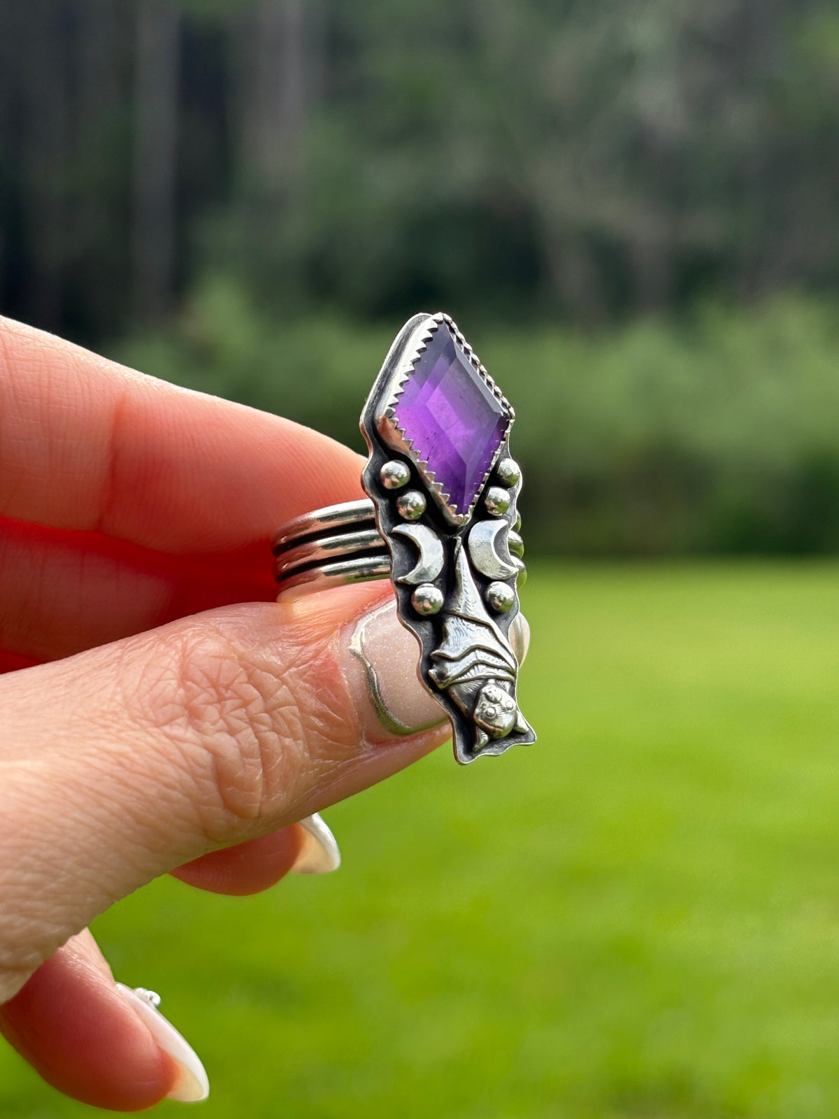 Amethyst Bat Ring