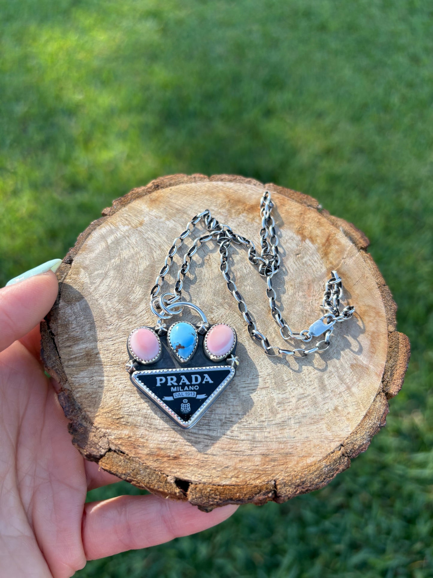 Golden Hills & Pink Conch Necklace