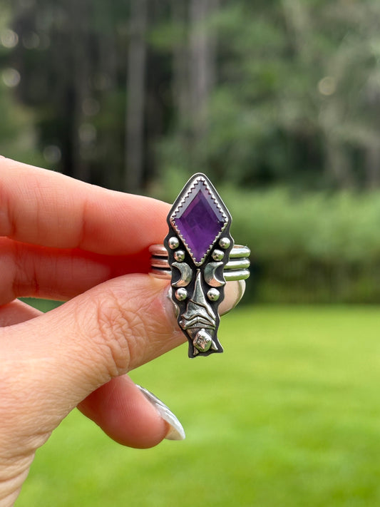 Amethyst Bat Ring