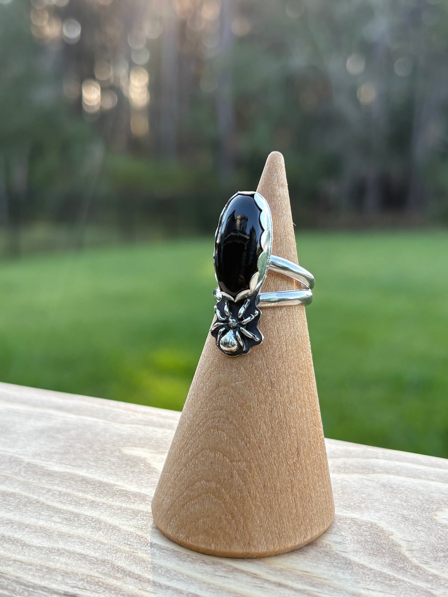 Black Onyx & Spider Ring