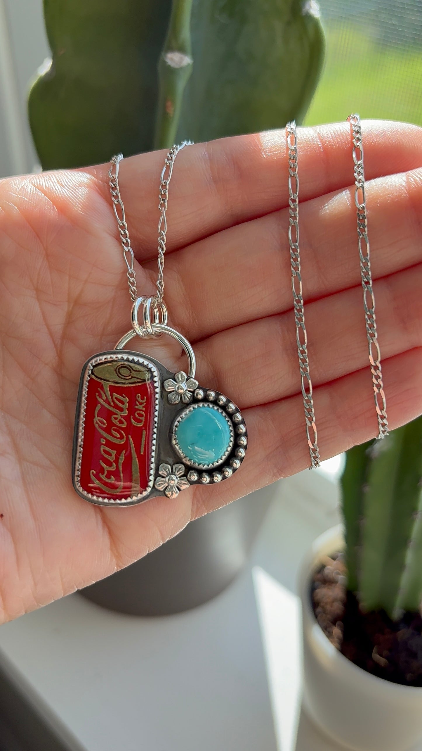Coke Pin & Turquoise Necklace