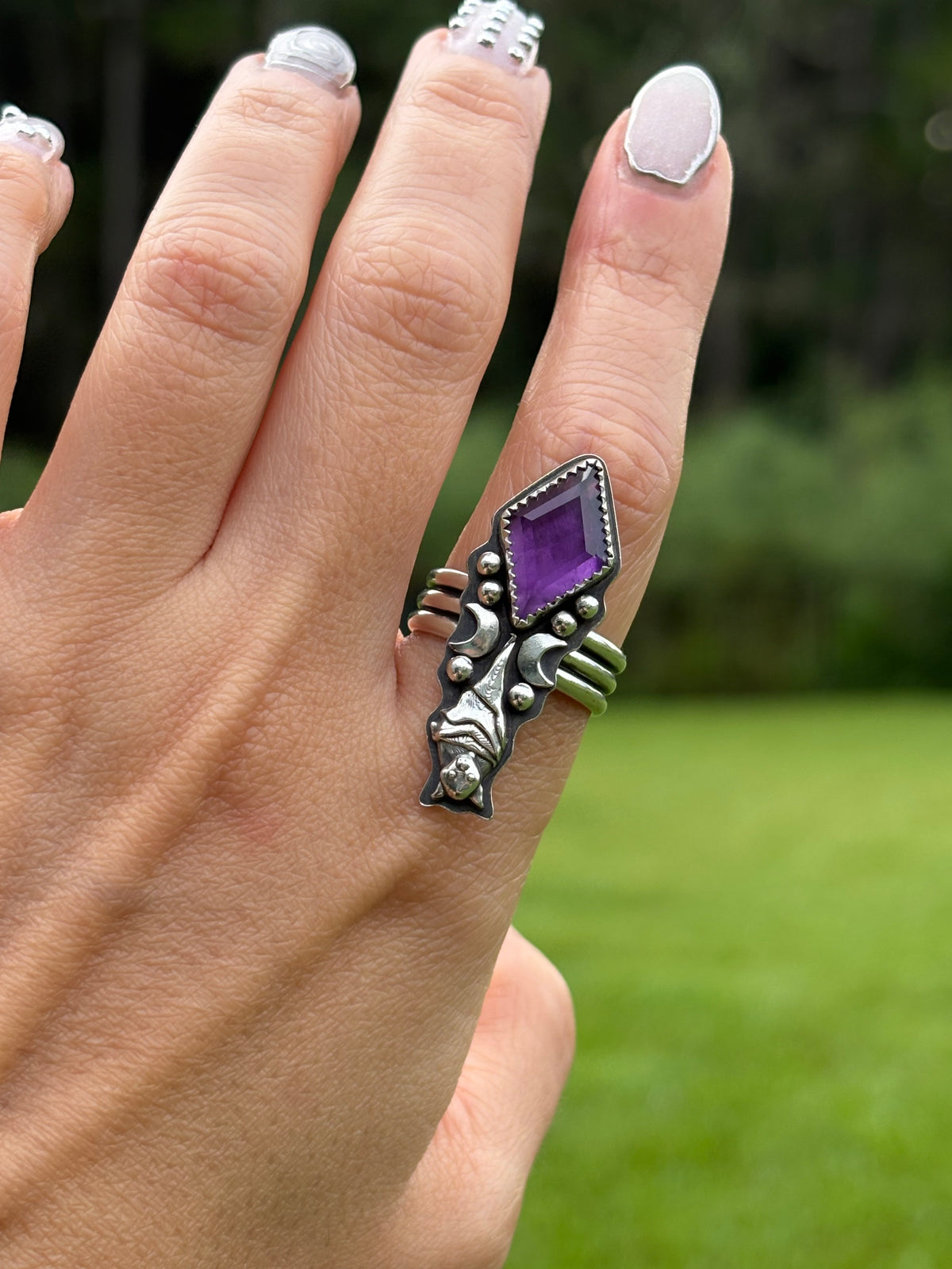 Amethyst Bat Ring