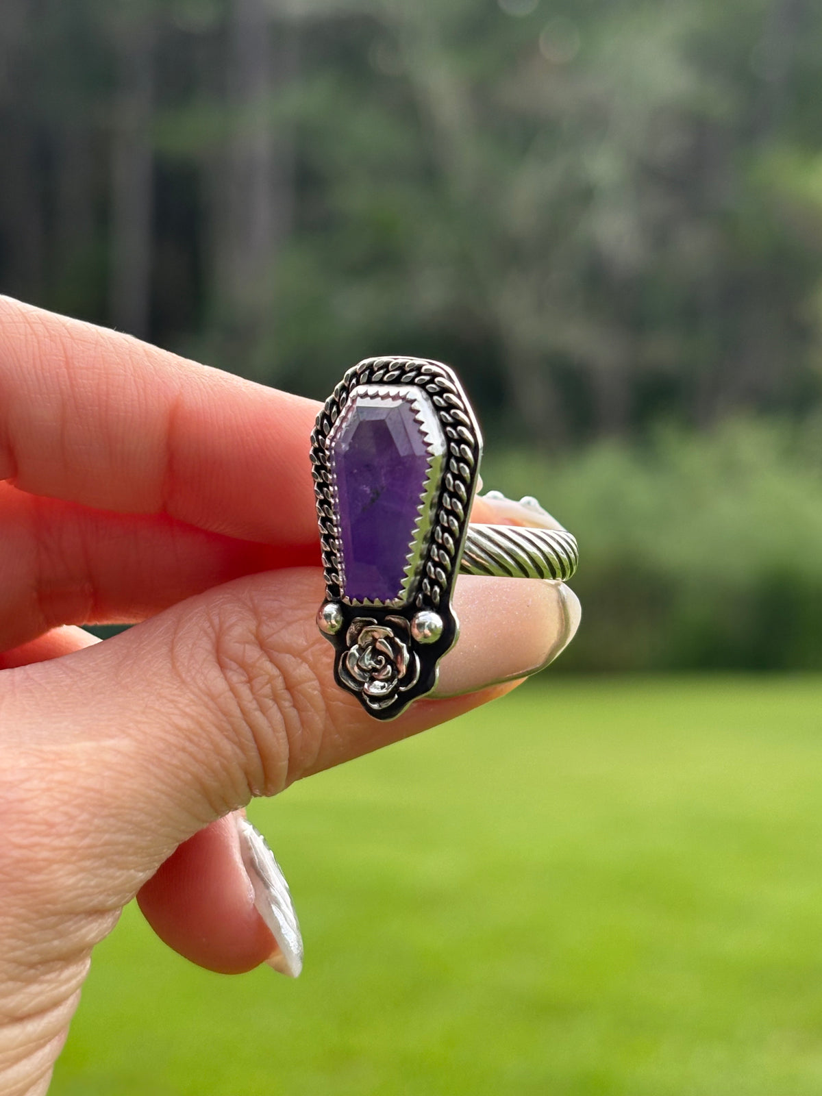 Amethyst Coffin Ring