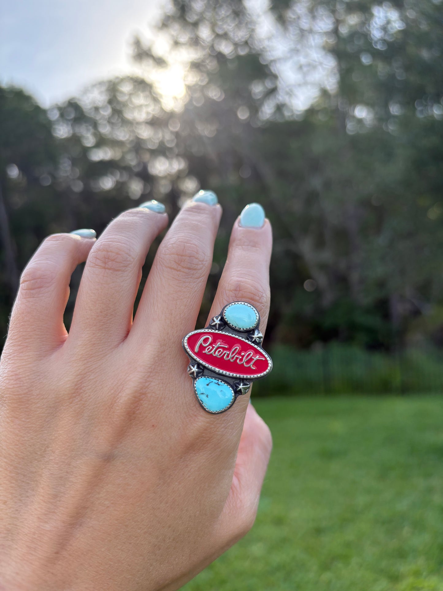 Peterbilt Red Pin & Turquoise Ring