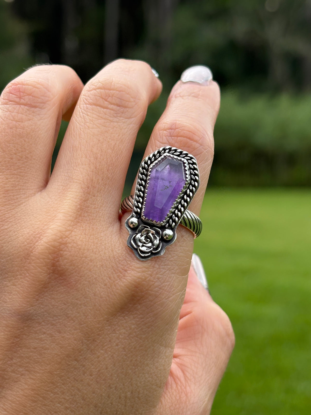 Amethyst Coffin Ring