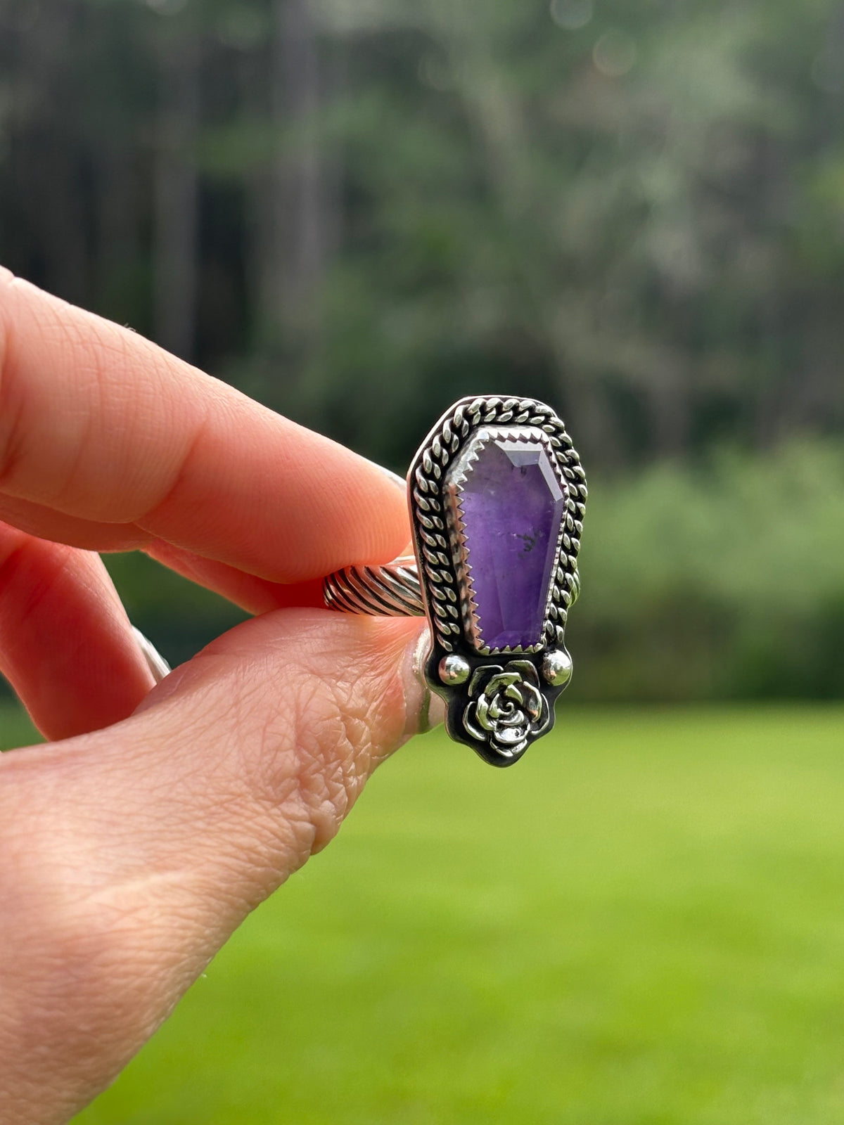 Amethyst Coffin Ring
