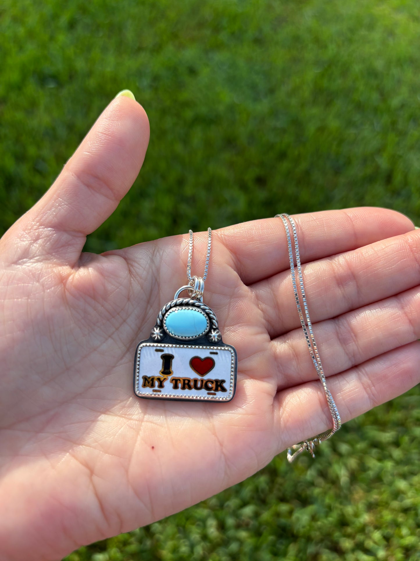 I ❤️ My Truck Pin & Turquoise Necklace