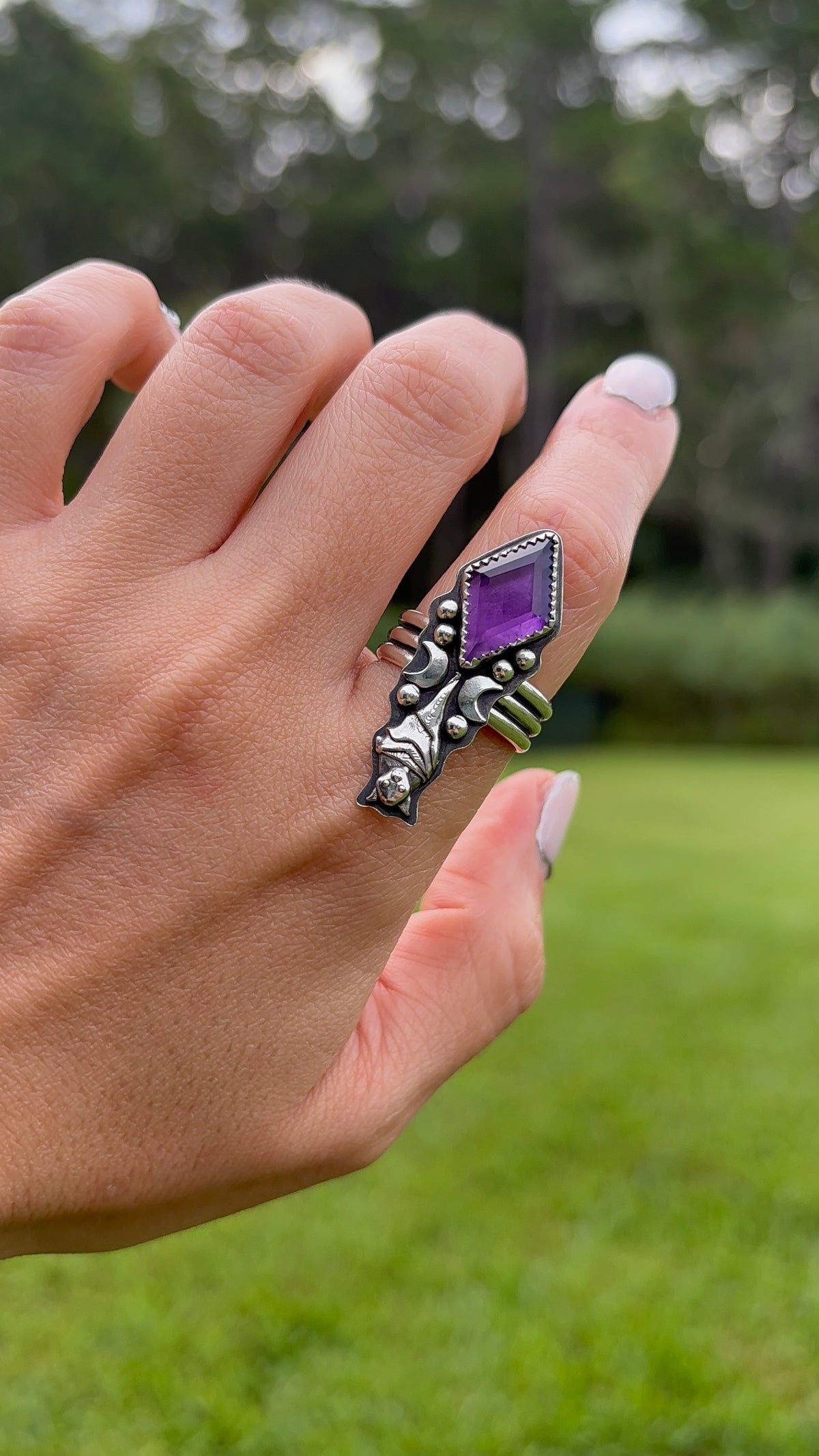 Amethyst Bat Ring