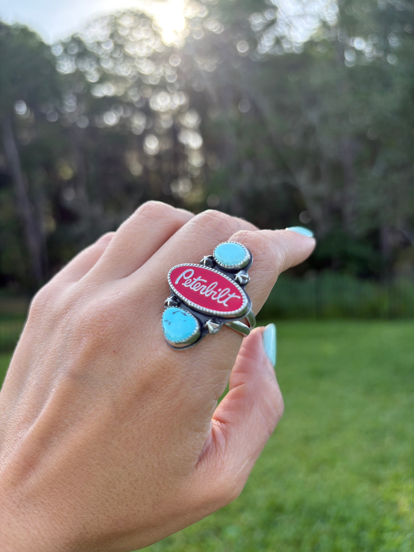 Peterbilt Red Pin & Turquoise Ring