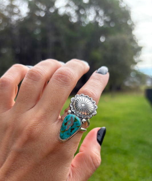 Turquoise & Concho Ring 1