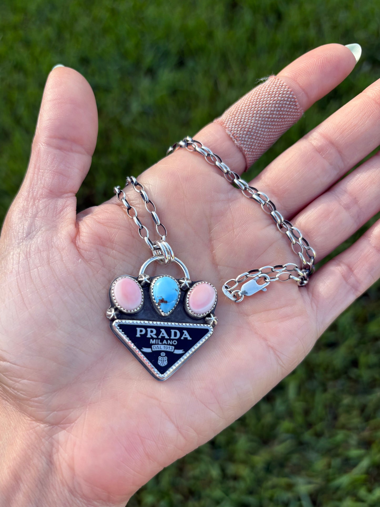 Golden Hills & Pink Conch Necklace