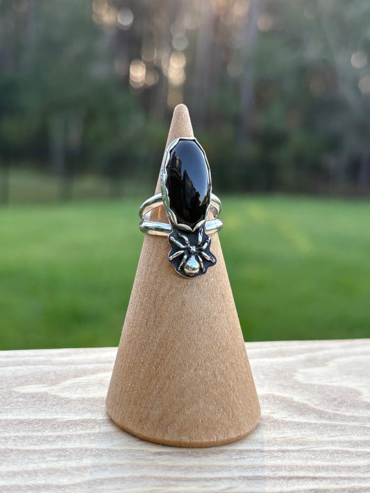 Black Onyx & Spider Ring