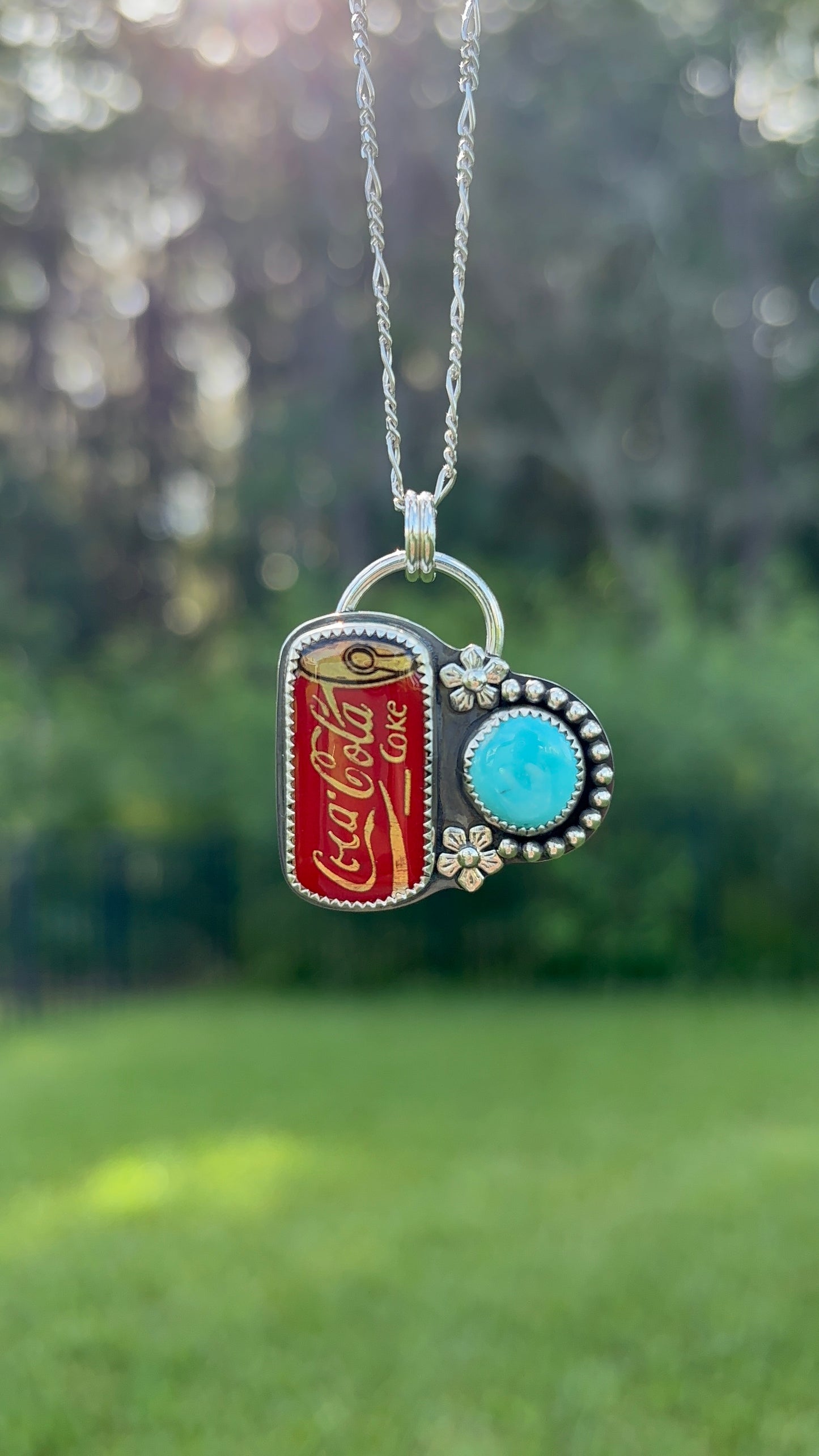 Coke Pin & Turquoise Necklace