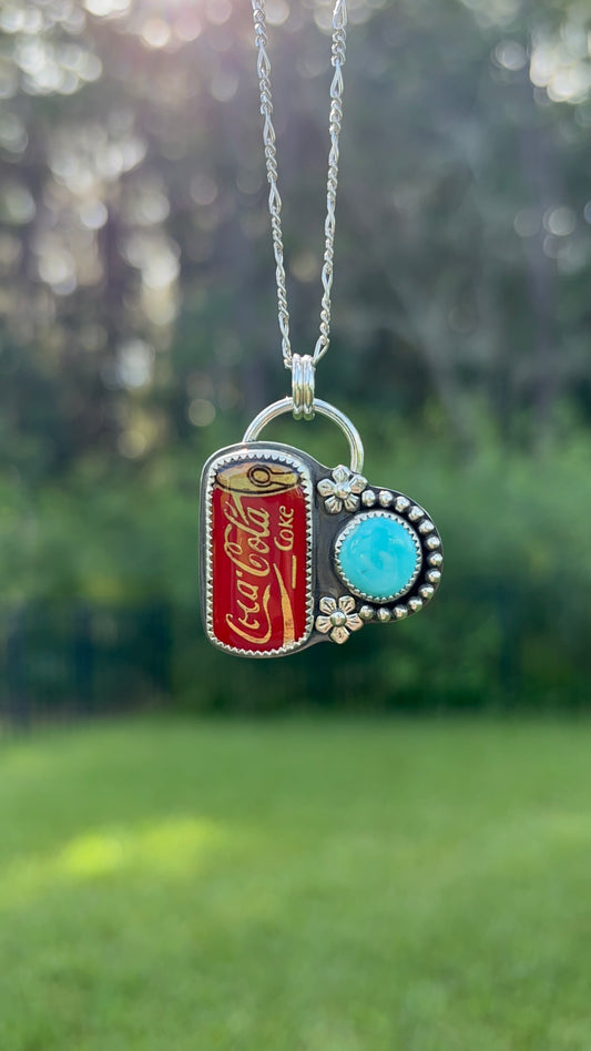 Coke Pin & Turquoise Necklace