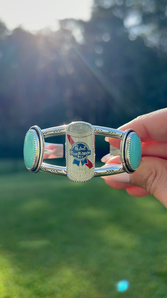 Vintage PBR Pin Turquoise Cuff