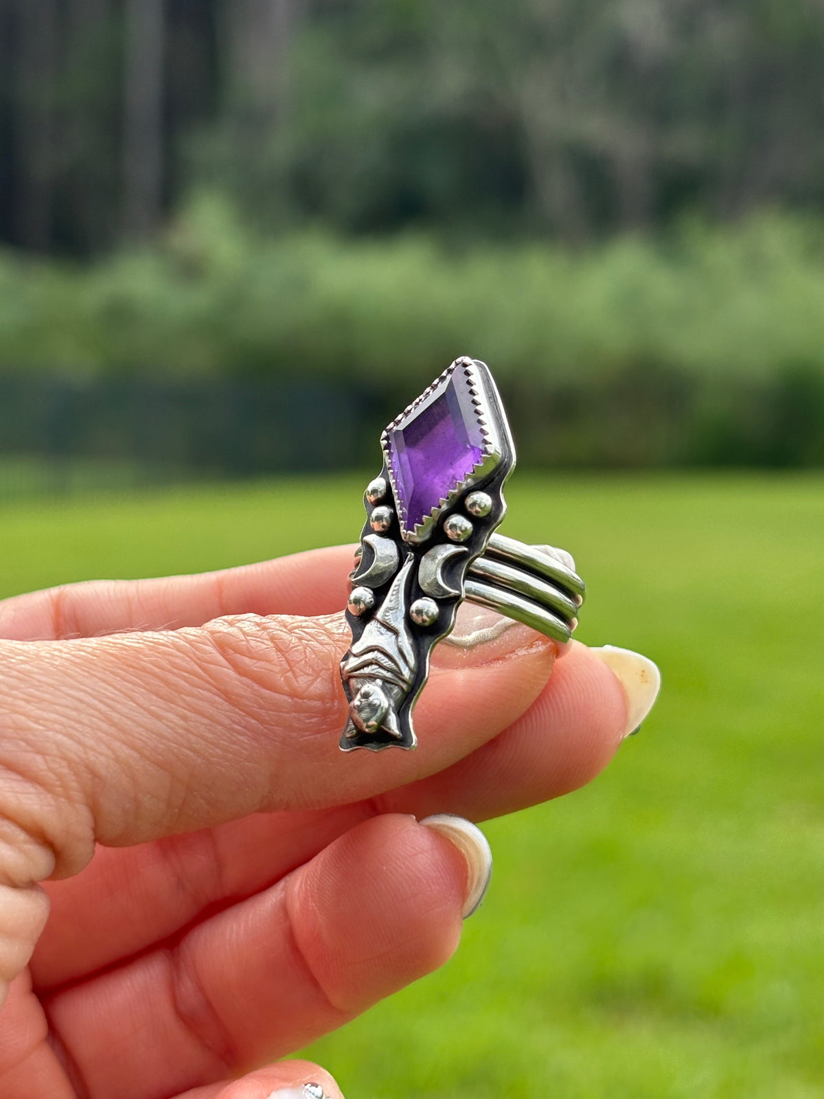 Amethyst Bat Ring